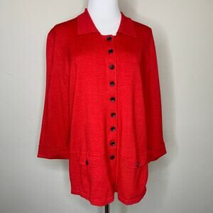 Judith Hart Woman Red Button Front Cardigan Sz 1X